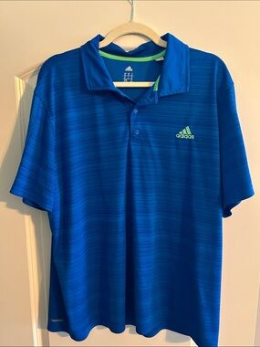 adidas Men’s Royal Blue Polo with Lime Accent